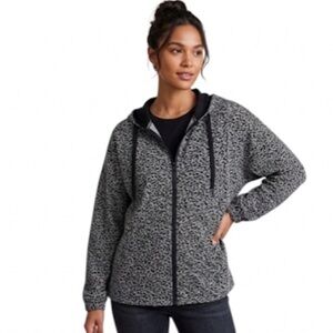 J. Jill Fit Floral Athleisure Full Zip Jacket Black White Size 2XL
AA